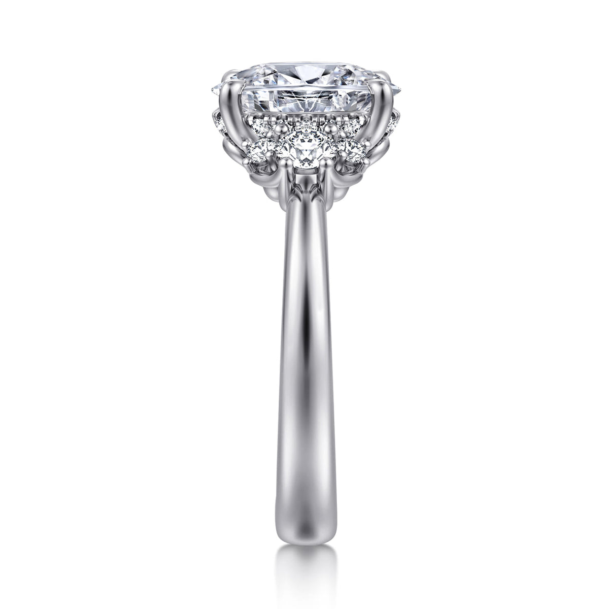 14K White Gold Oval Lotus Diamond Engagement Ring — Gabriel & Co. ER16714O8W44JJ; center stone shown for illustration, not included