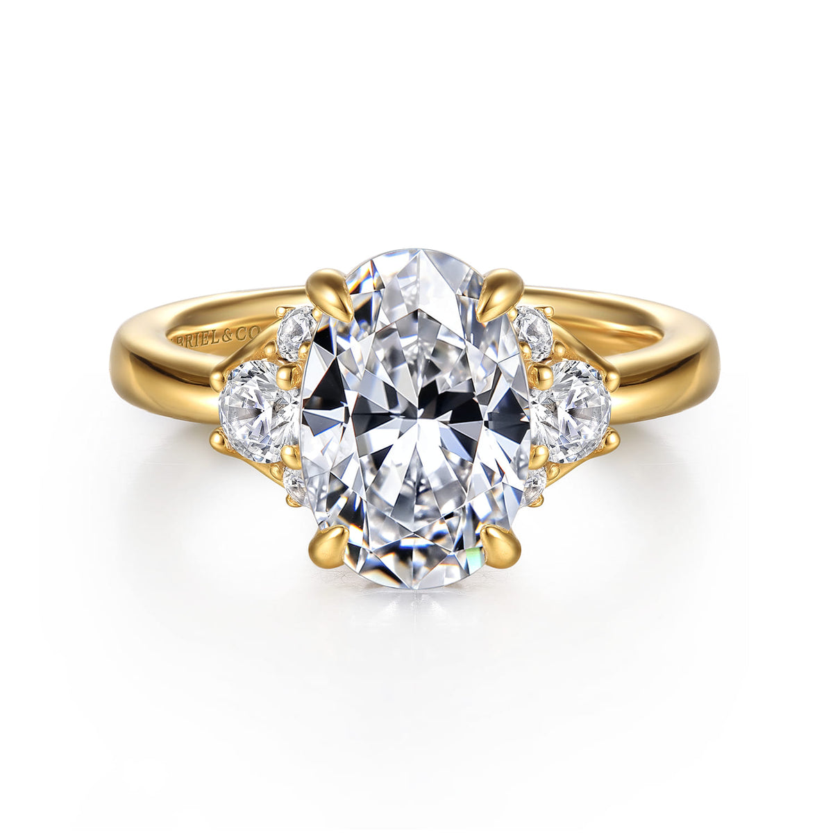 14K Yellow Gold Oval Lotus Diamond Engagement Ring — Gabriel & Co. ER16714O8Y44JJ; center stone shown for illustration, not included