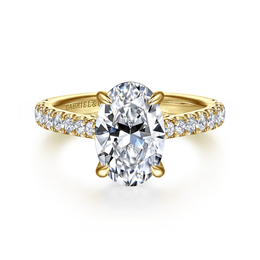 14K Yellow Gold Oval Lotus Diamond Engagement Ring — Gabriel & Co. ER16719O8Y44JJ; center stone shown for illustration, not included