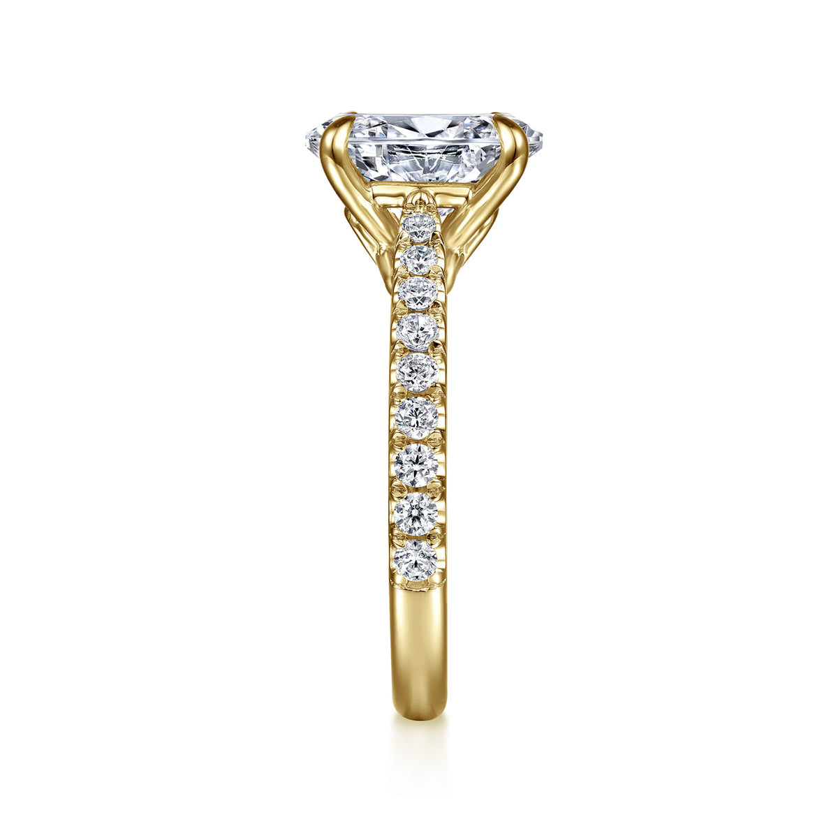 14K Yellow Gold Oval Lotus Diamond Engagement Ring — Gabriel & Co. ER16719O8Y44JJ; center stone shown for illustration, not included