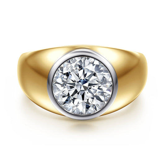 14K White-Yellow Gold Round Diamond Engagement Ring — ER16723R12M4JJJ; center stone shown for illustration, not included