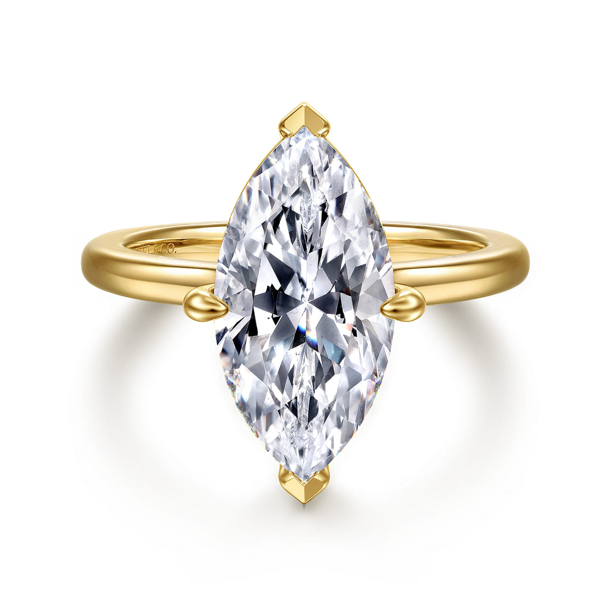 14K Yellow Gold Marquise Shape Solitaire Diamond Engagement Ring — Gabriel & Co. ER16858M16Y4JJJ; center stone shown for illustration, not included