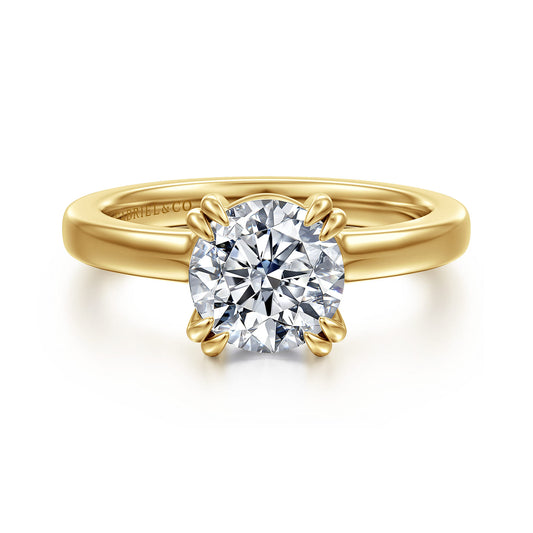 14K Yellow Gold Double Prong Round Diamond Engagement Ring — ER16875R6Y4JJJ; center stone shown for illustration, not included