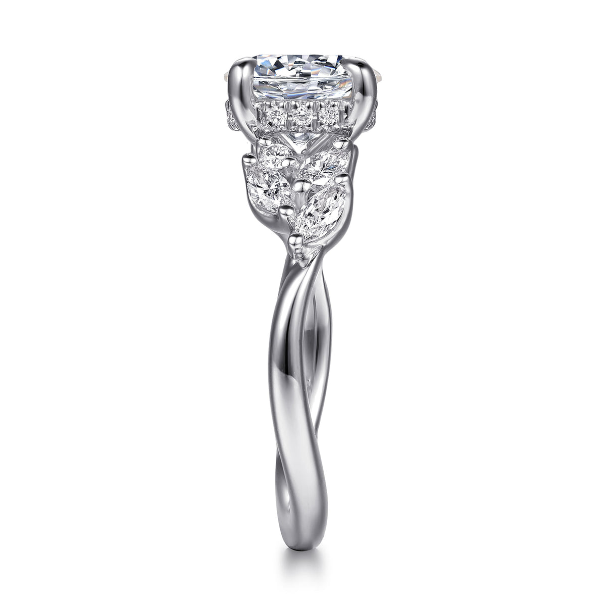 14K White Gold Diamond Engagement Ring — Gabriel & Co. ER16910R8W44JJ; center stone shown for illustration, not included
