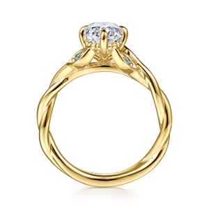 14K Yellow Gold Twisted Oval Green Sapphire and Diamond Engagement Ring — Gabriel & Co. ER16917O6Y4JGS; center stone shown for illustration, not included