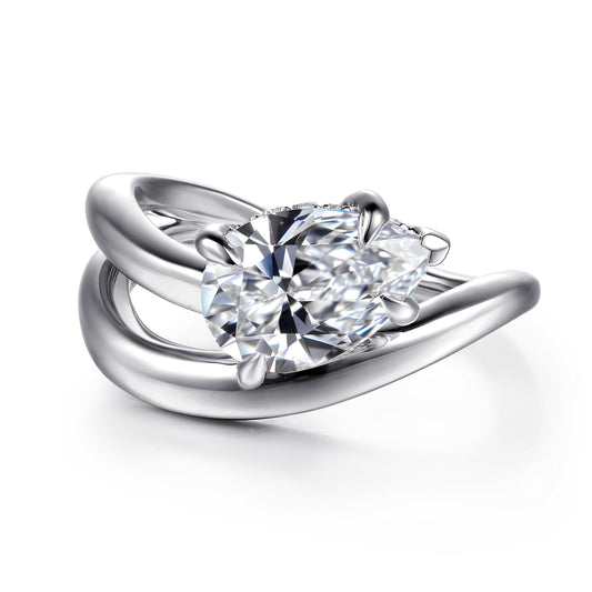 14K White Gold Pear Shape Diamond Wrap Engagement Ring — Gabriel & Co. ER16952P8W44JJ; center stone shown for illustration, not included