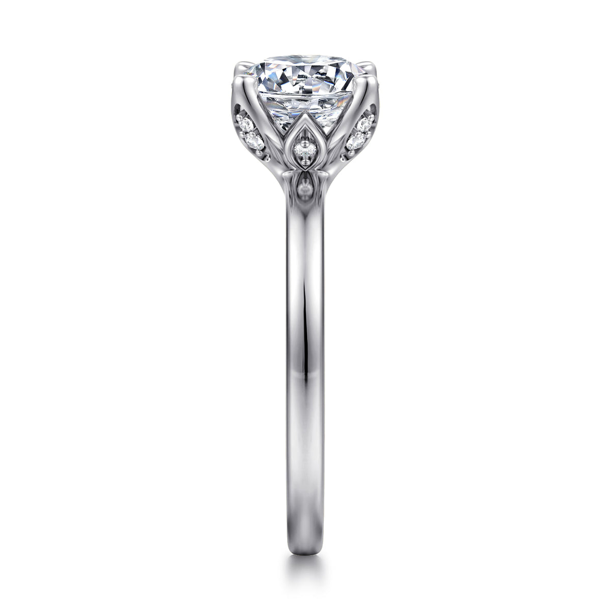 14K White Gold Round Solitaire Diamond Engagement Ring — Gabriel & Co. ER16976R8W44JJ; center stone shown for illustration, not included