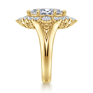 14K Yellow Gold Marquise Shahpe Halo Diamond Engagement Ring — Gabriel & Co. ER17191M6Y43JJ; center stone shown for illustration, not included