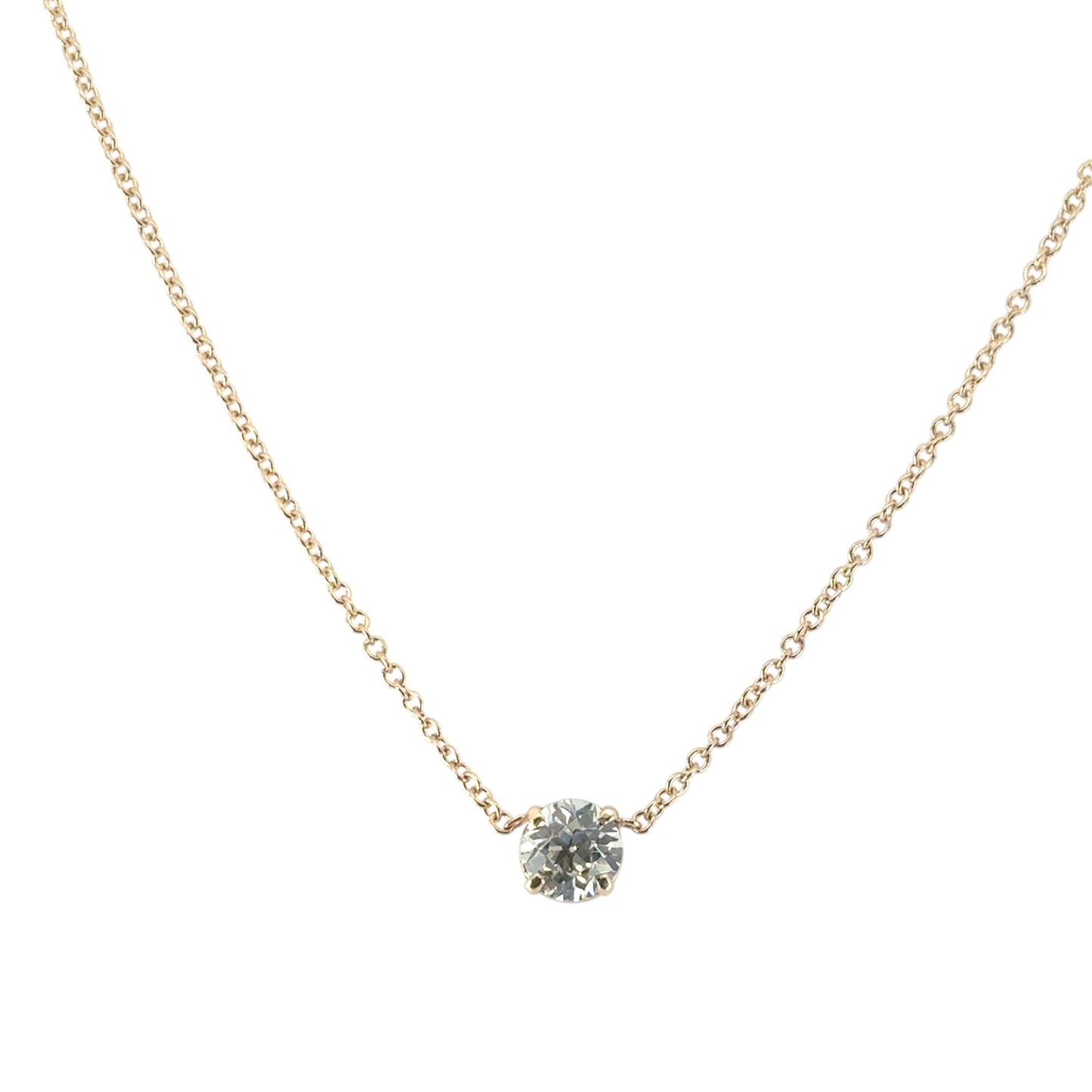 GIA Certified 1.20cw Round Brilliant Diamond on a 14k Yellow Gold Necklace