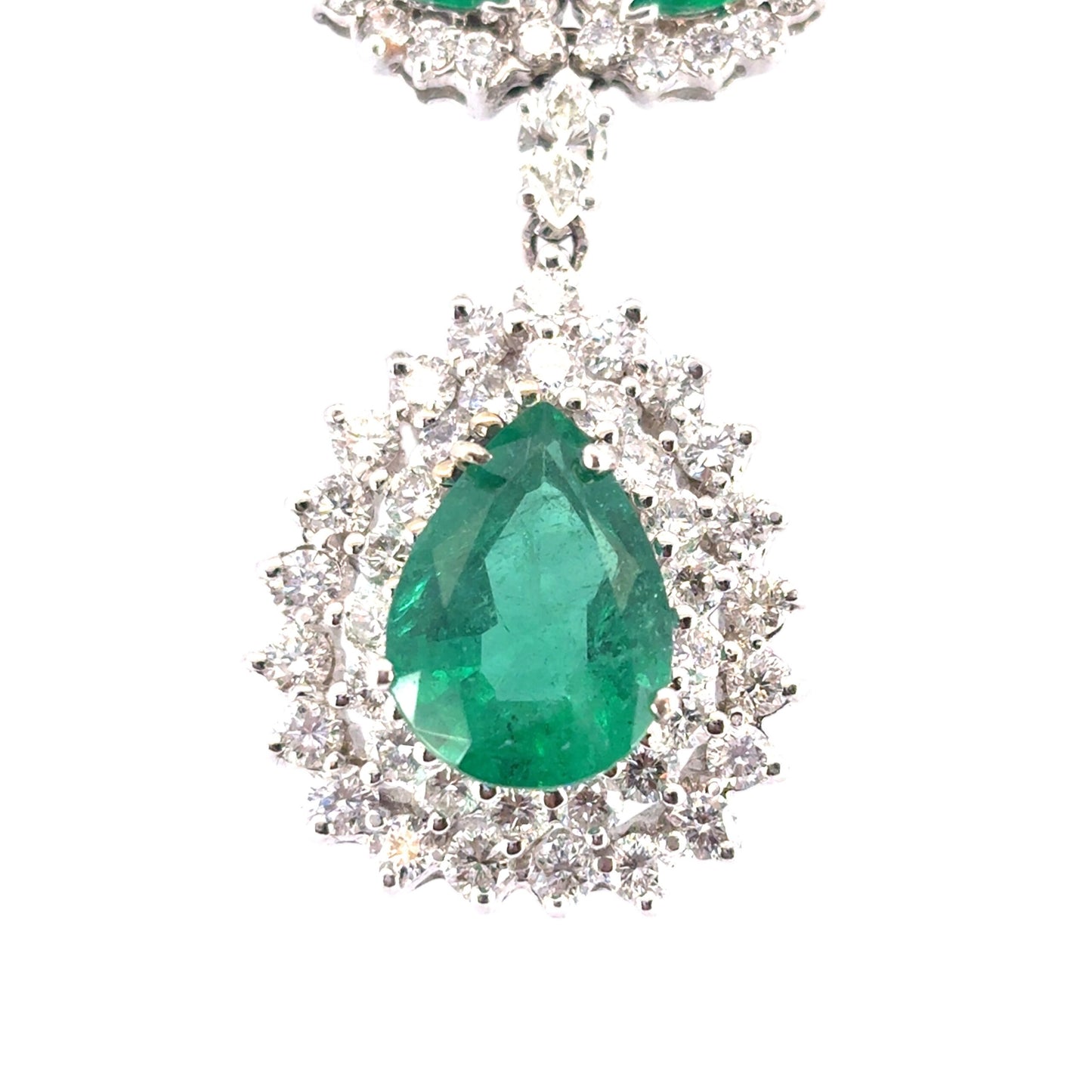 14k White Gold 6ctw Emerald and Diamond Necklace