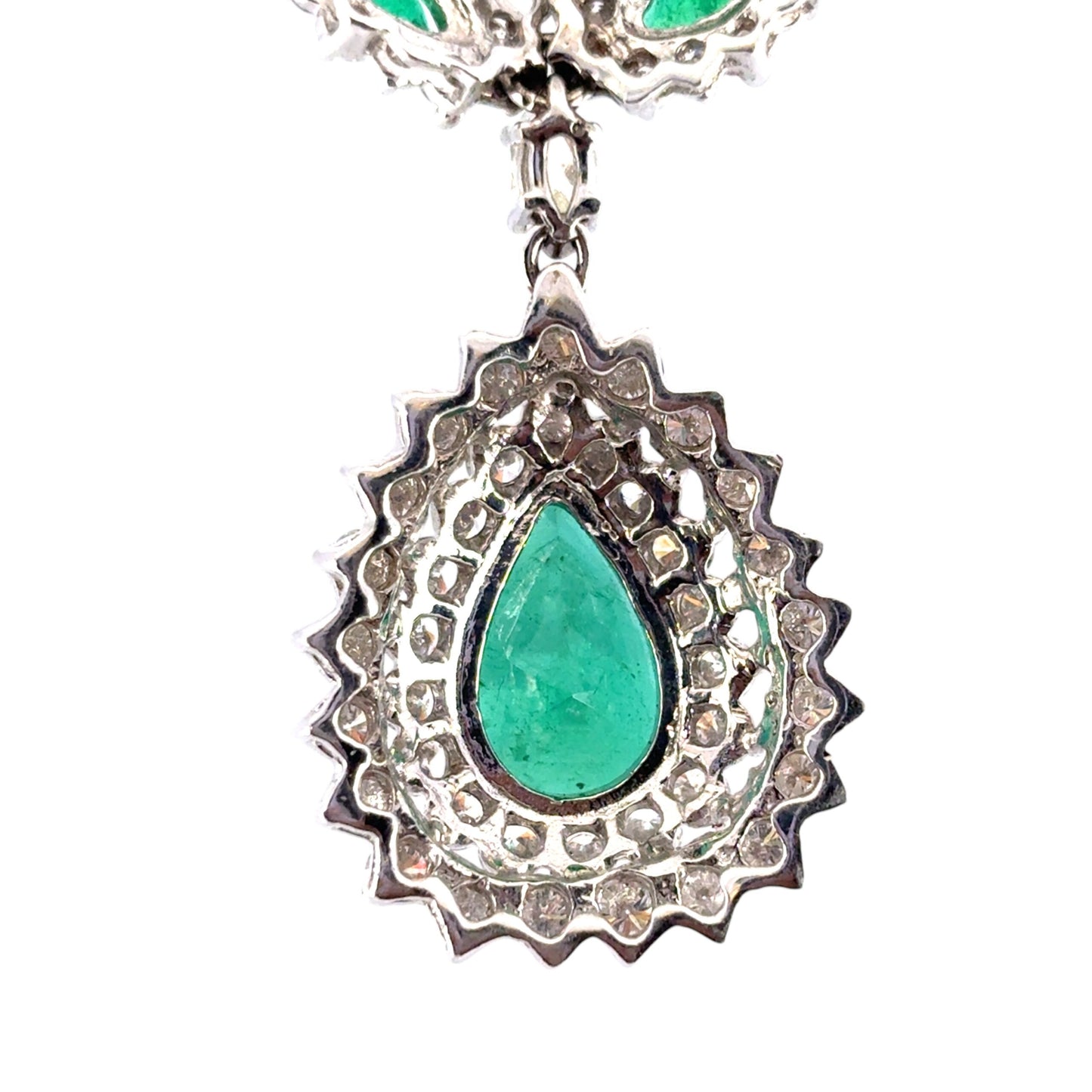 14k White Gold 6ctw Emerald and Diamond Necklace