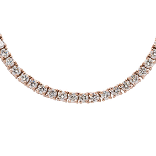 14k Rose Gold Prong Set Diamond Tennis Necklace