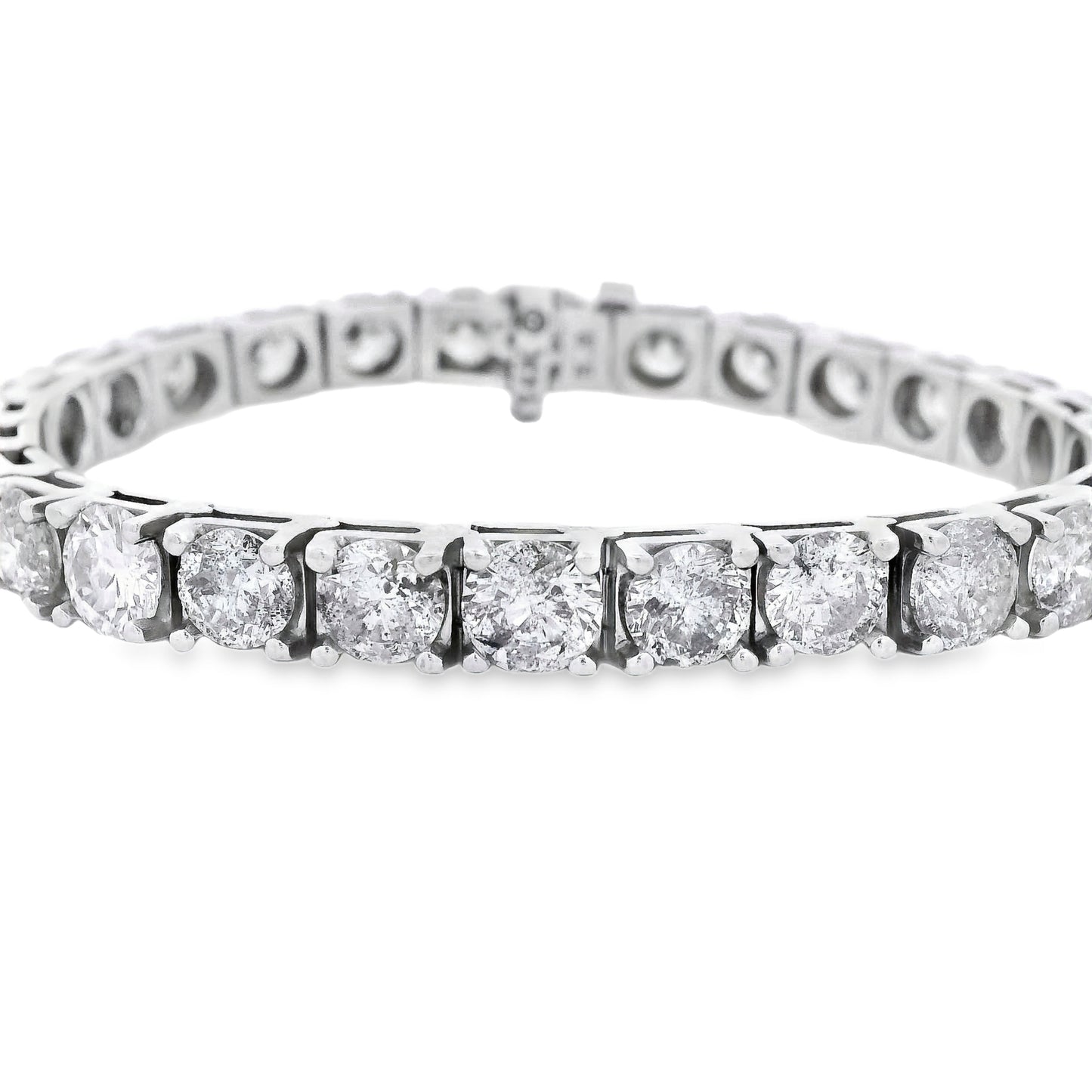 14k White Gold 21.08ctw Round Brilliant Diamond Tennis Bracelet