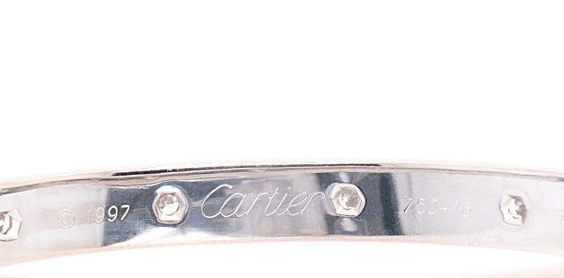 Cartier 18k White Gold 10 Natural Diamonds Love Bangle Bracelet