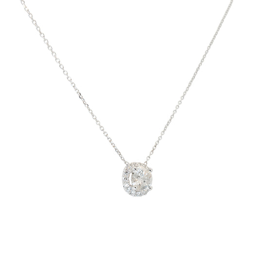 14k White Gold 1.15ct Round Brilliant Natural Diamond Pendant Necklace
