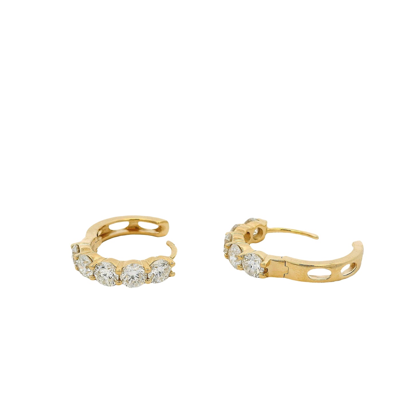 18k Yellow Gold 1.97ctw Diamond Huggie Earrings