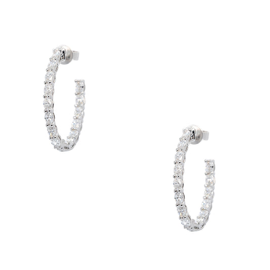 14k White Gold 2.59ctw Natural Diamond Hoops