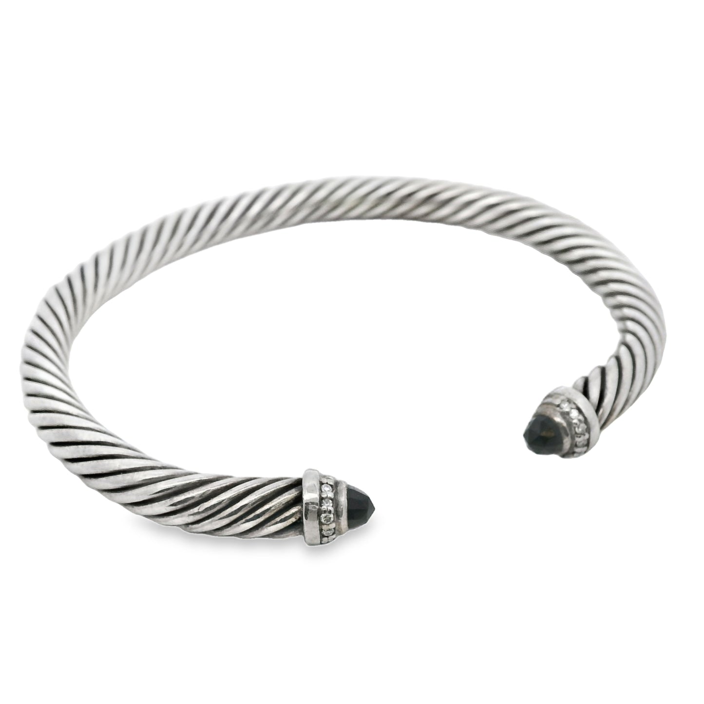 David Yurman Sterling Silver Classic Cable Bracelet with Black Onyx and Diamonds