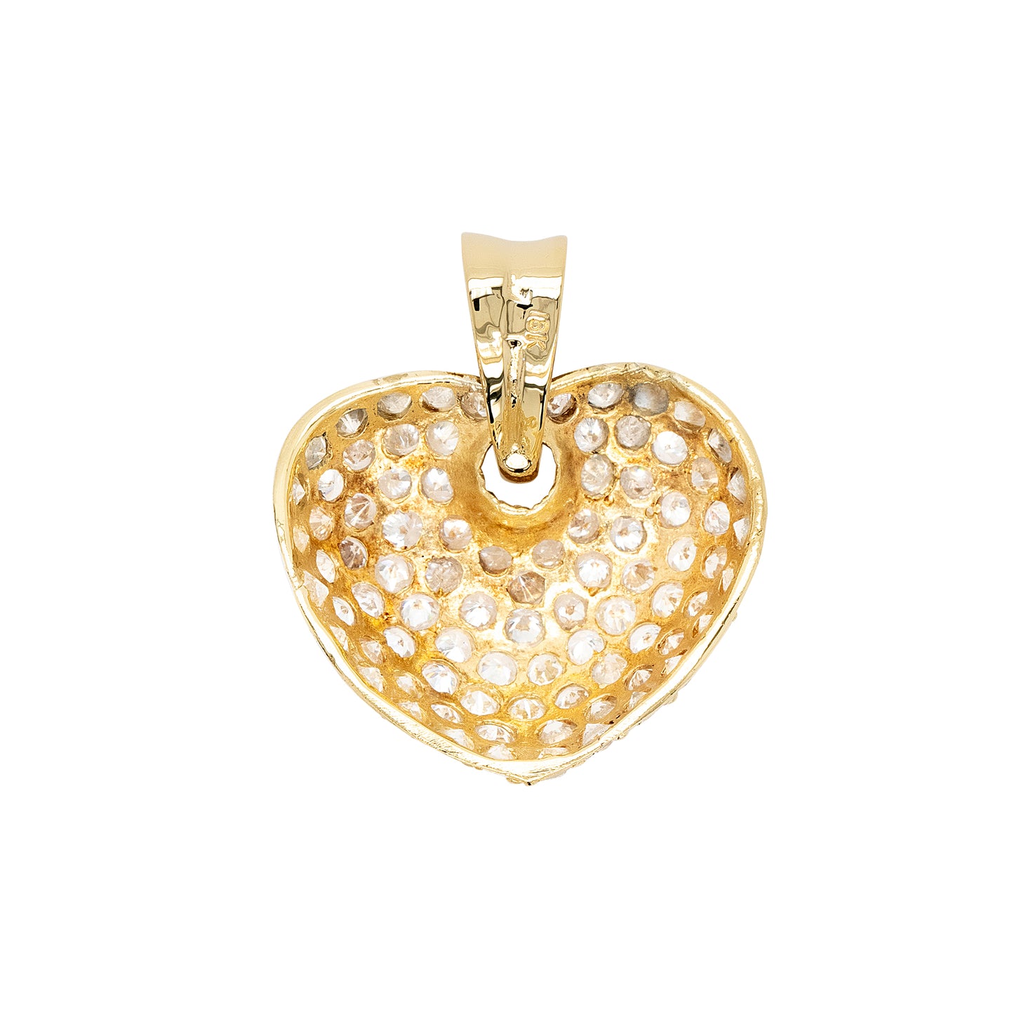 18k Yellow Gold 1.26ctw Round Brilliant Natural Diamond Heart Pendant