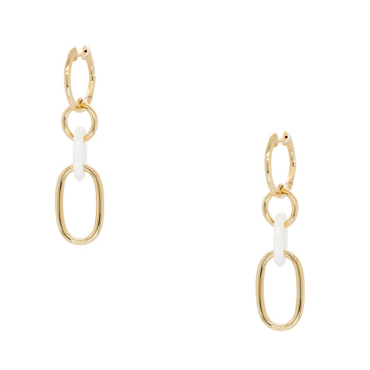 Gabriel & Co. 14k Yellow Gold and White Oval Ceramic Drop Earrings