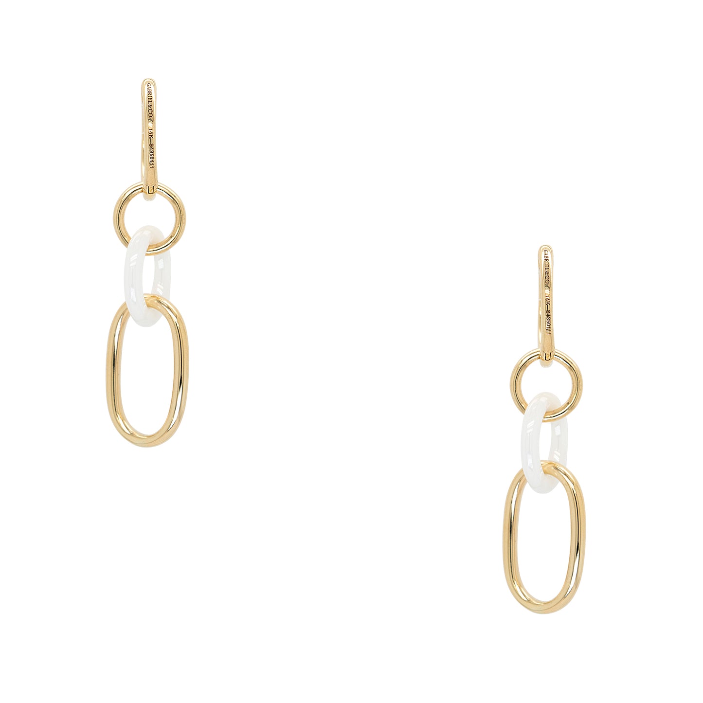 Gabriel & Co. 14k Yellow Gold and White Oval Ceramic Drop Earrings
