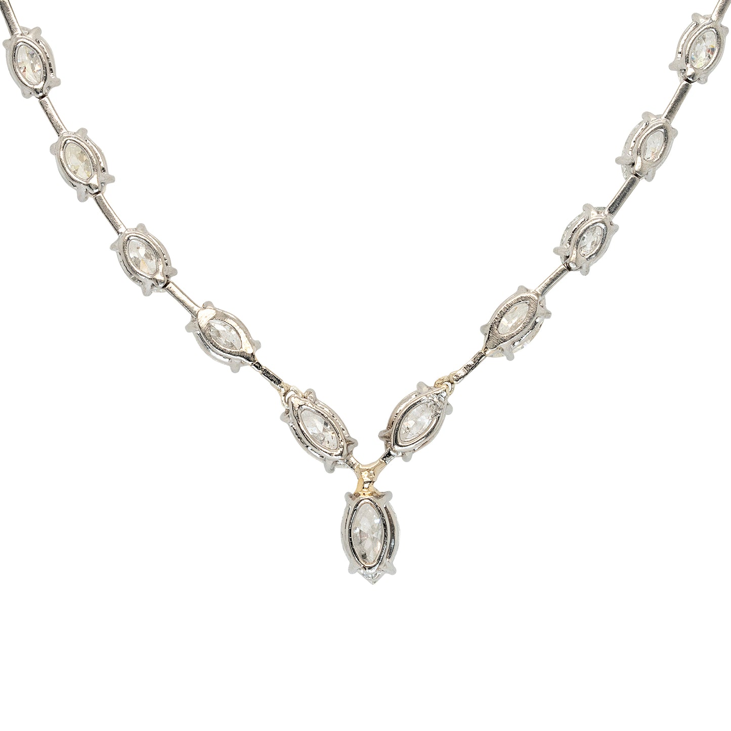 Platinum 14.05ctw Marquise Cut Diamond Necklace