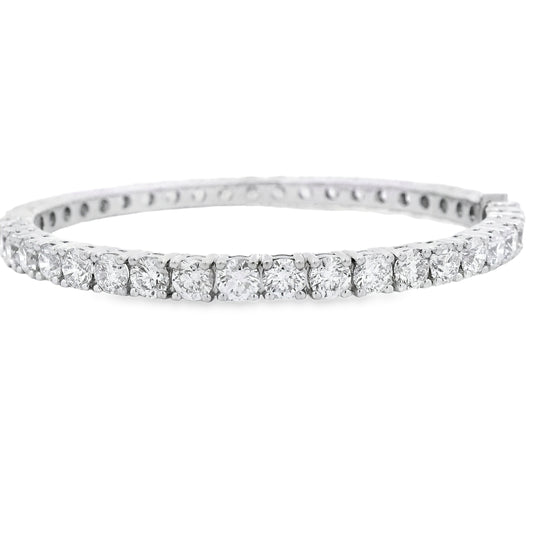 18k White Gold 10.5ctw Round Brilliant Diamond Tennis Bangle Bracelet