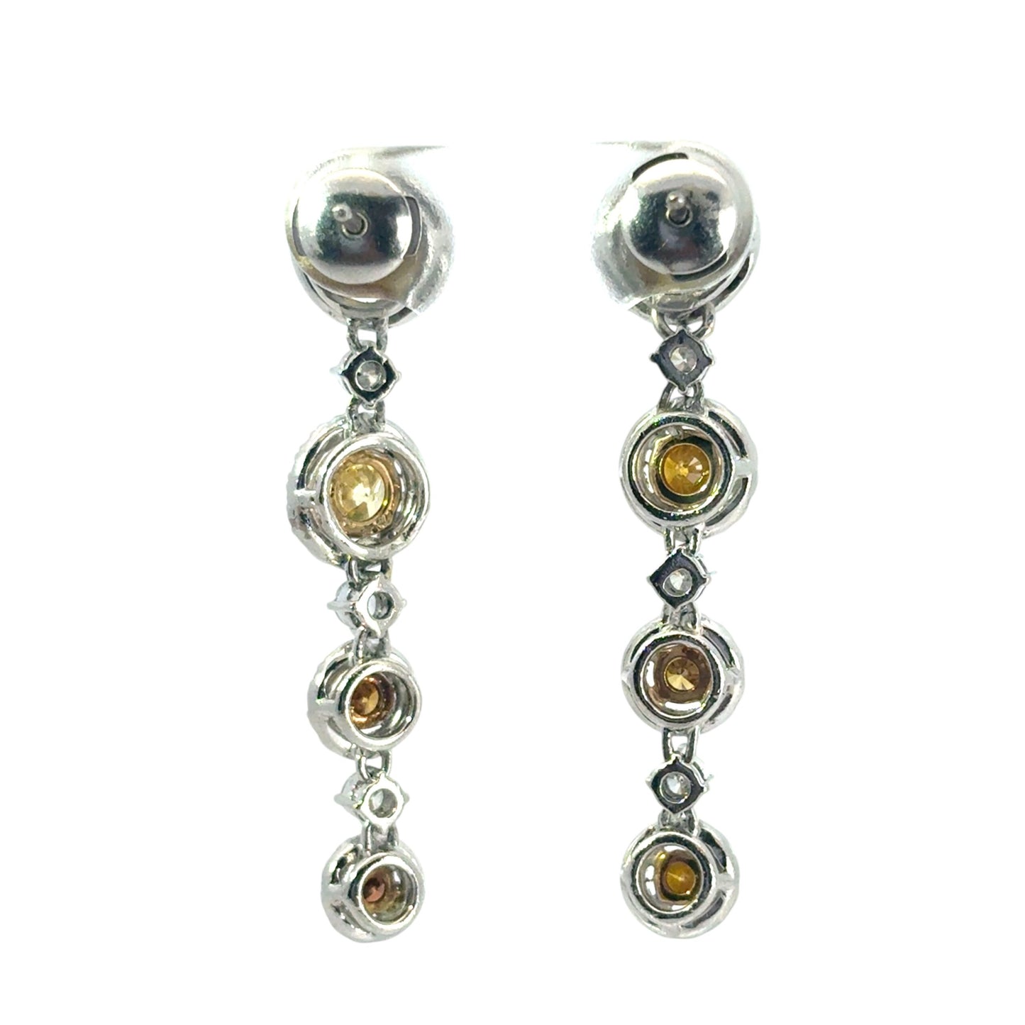 Platinum approx. 3.63ctw Natural Colored Diamond with White Halo Dangle Earrings