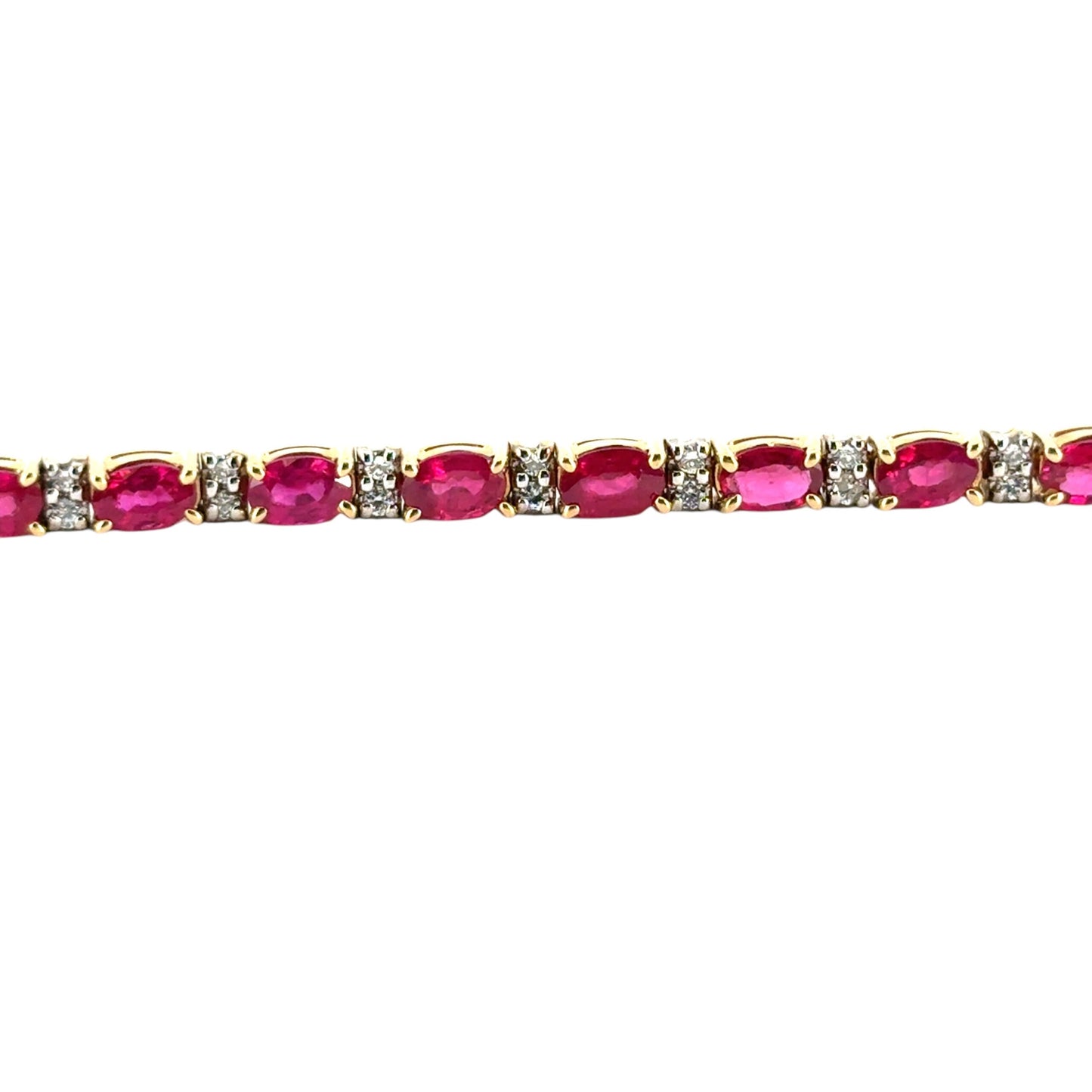 14k Yellow Gold 6.72ctw Ruby and 0.32ctw Diamond Bracelet