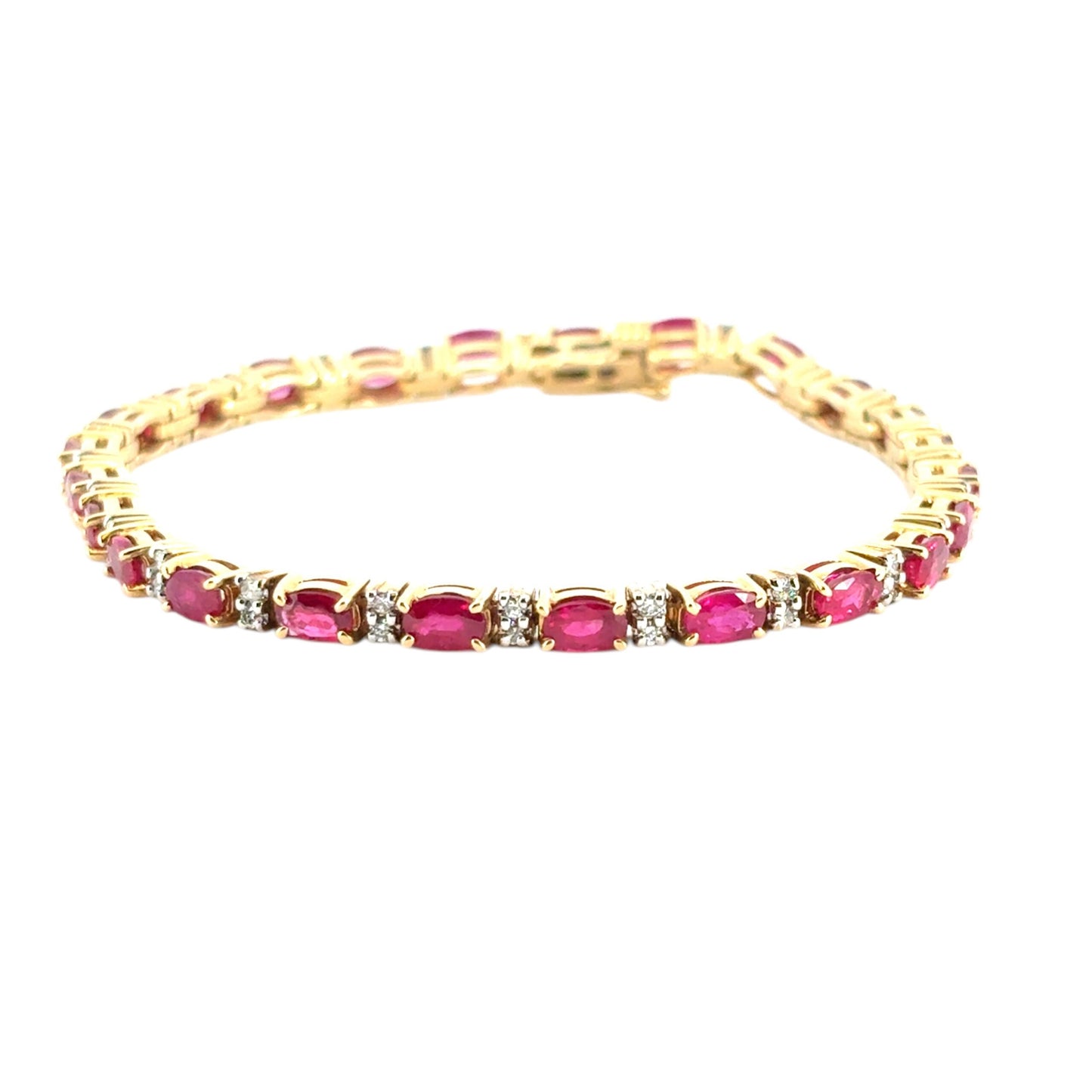 14k Yellow Gold 6.72ctw Ruby and 0.32ctw Diamond Bracelet
