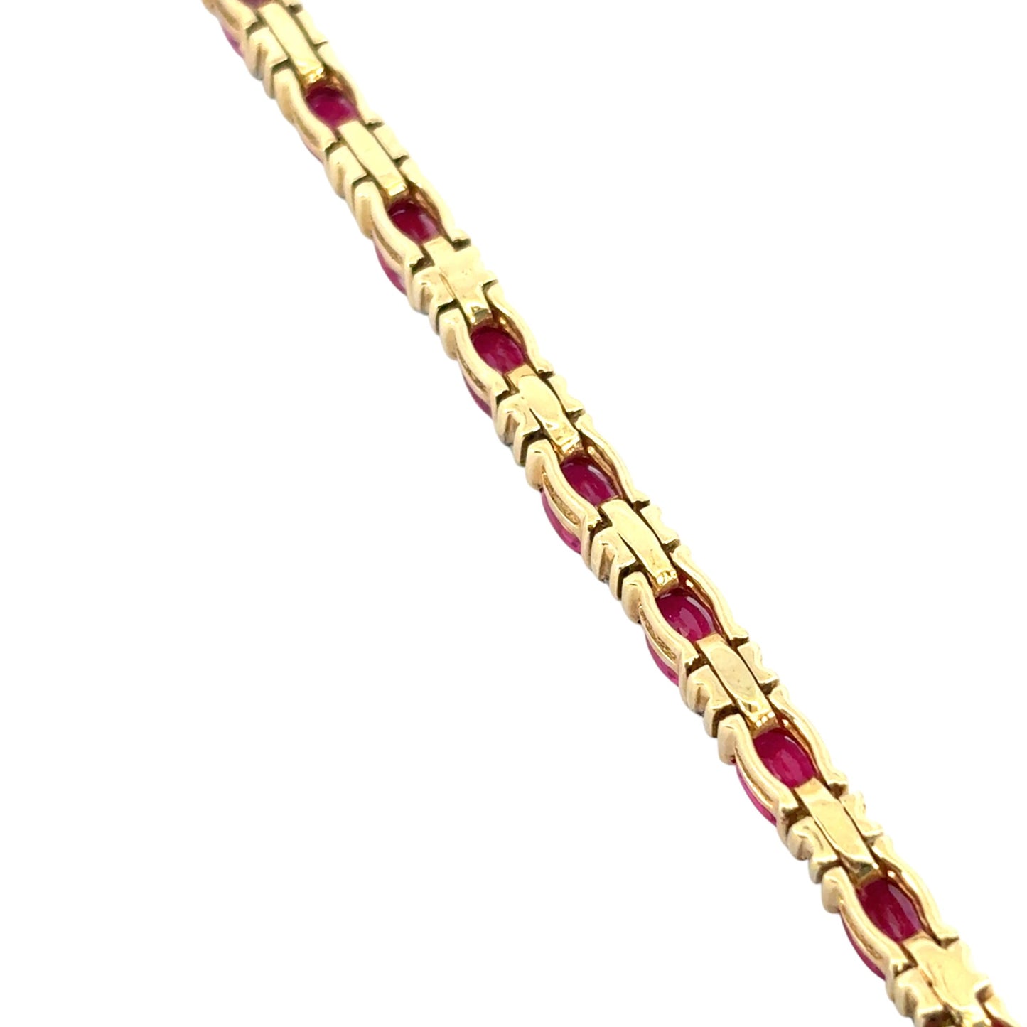 14k Yellow Gold 6.72ctw Ruby and 0.32ctw Diamond Bracelet