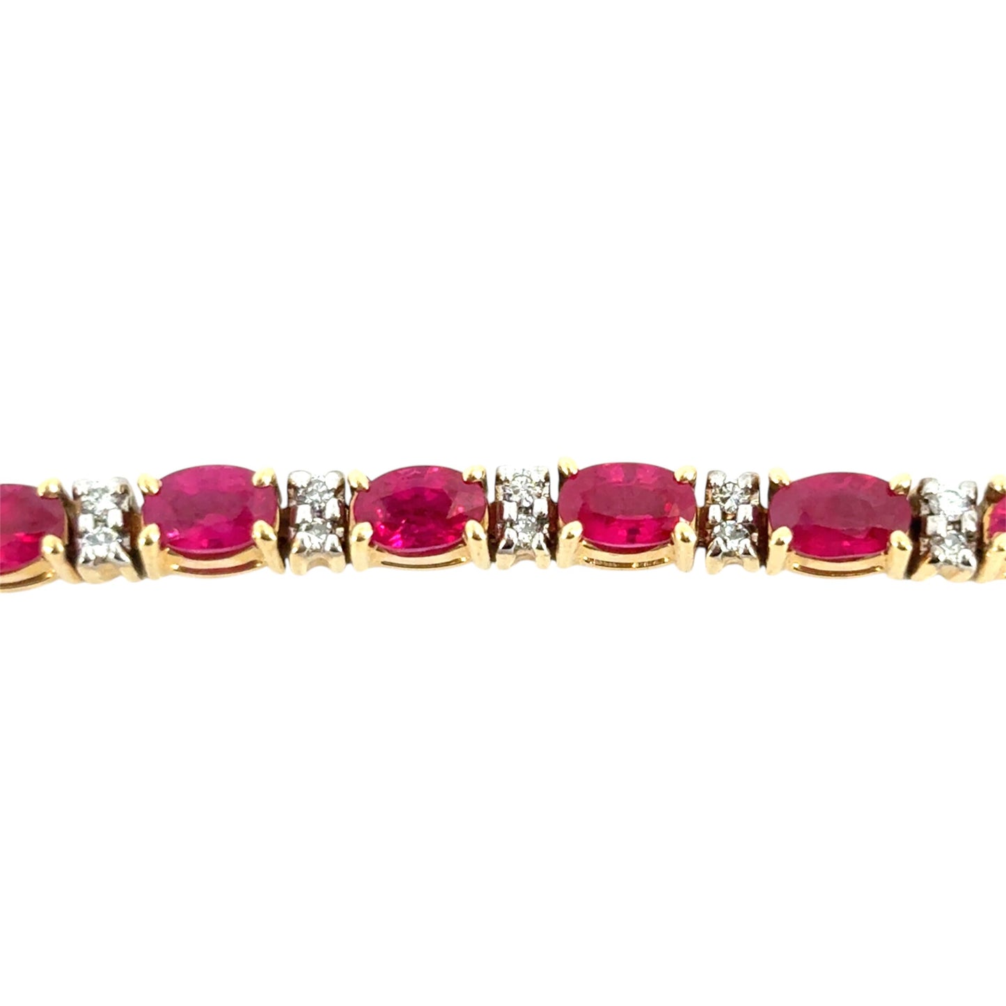 14k Yellow Gold 6.72ctw Ruby and 0.32ctw Diamond Bracelet