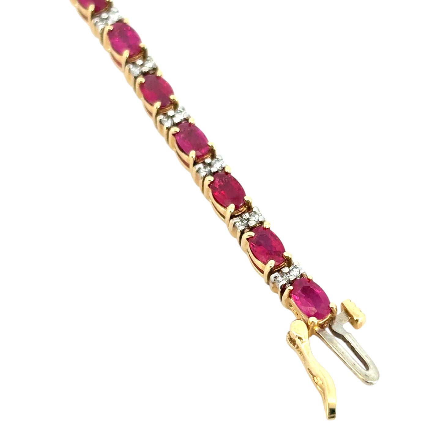 14k Yellow Gold 6.72ctw Ruby and 0.32ctw Diamond Bracelet