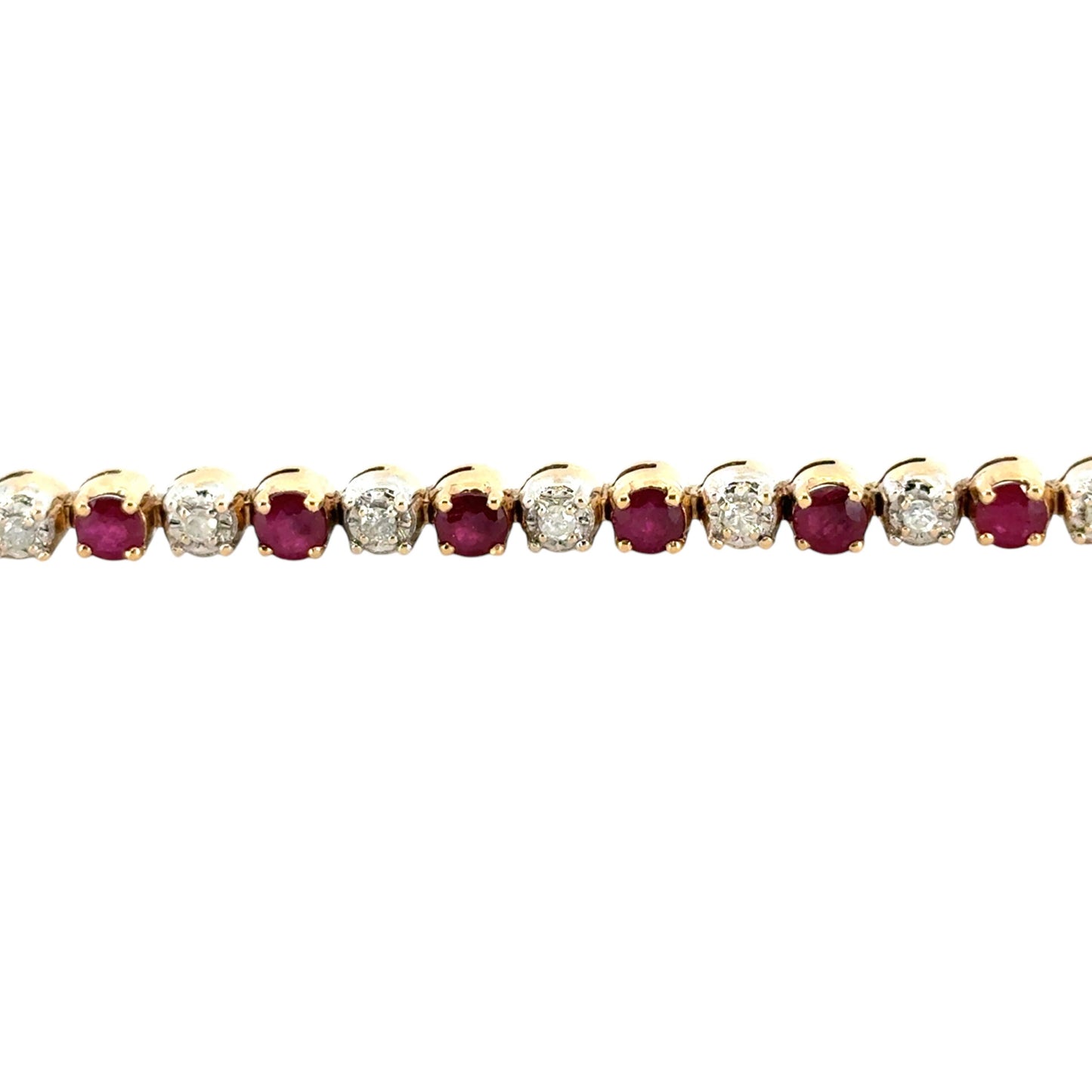 14k Yellow Gold 5.98ctw Natural Round Brilliant Diamond and Ruby Bracelet