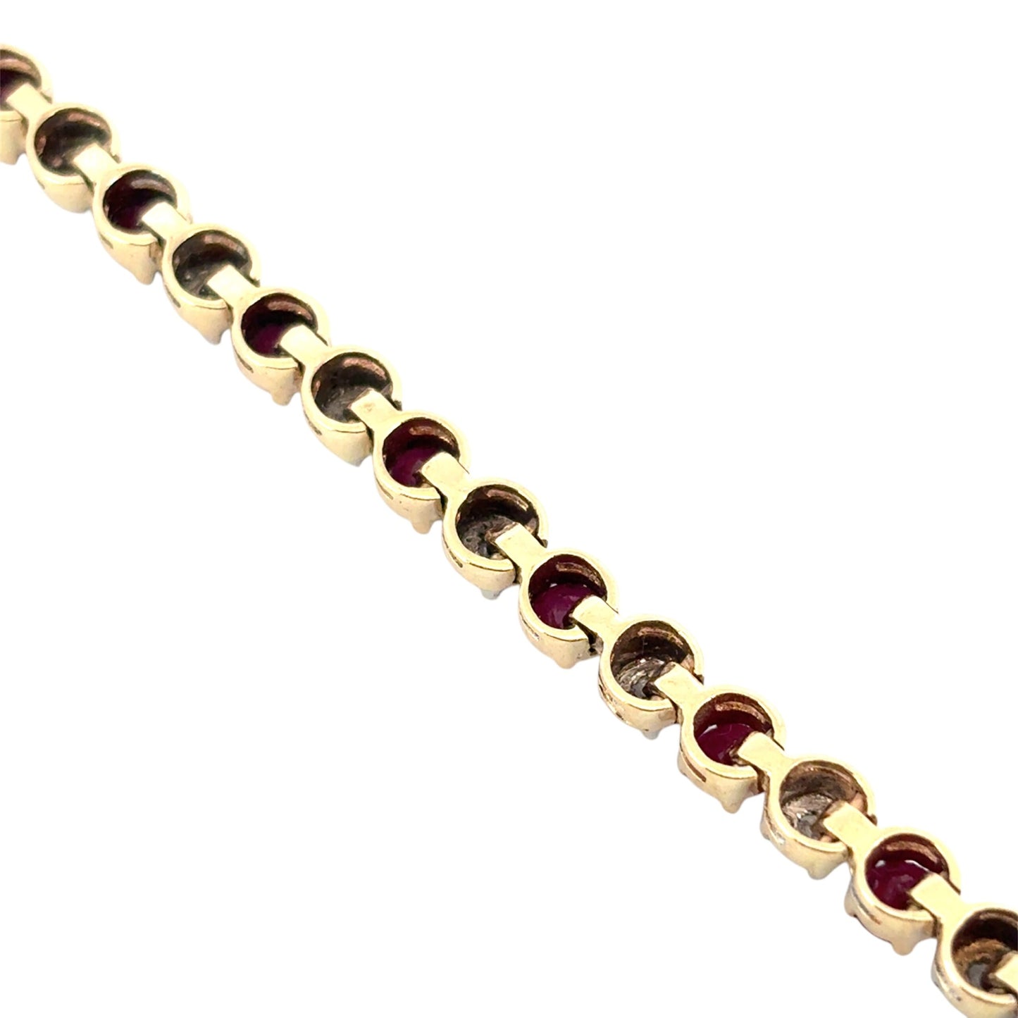 14k Yellow Gold 5.98ctw Natural Round Brilliant Diamond and Ruby Bracelet