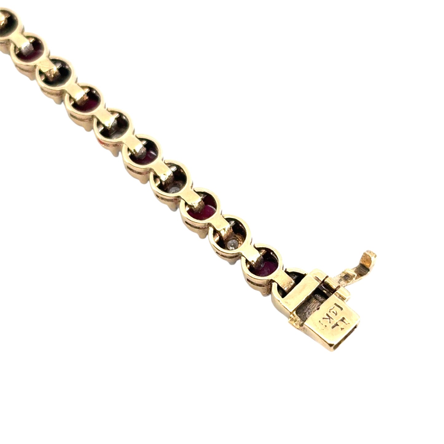 14k Yellow Gold 5.98ctw Natural Round Brilliant Diamond and Ruby Bracelet