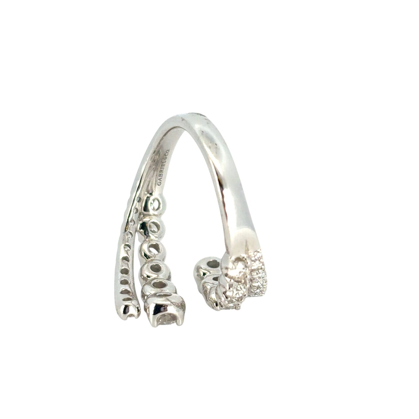 Gabriel and Co. 14k White Gold Double Row 1.48ctw Diamond Bypass Ladies Ring