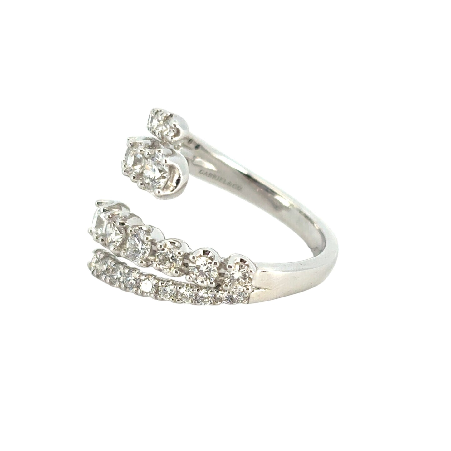 Gabriel and Co. 14k White Gold Double Row 1.48ctw Diamond Bypass Ladies Ring