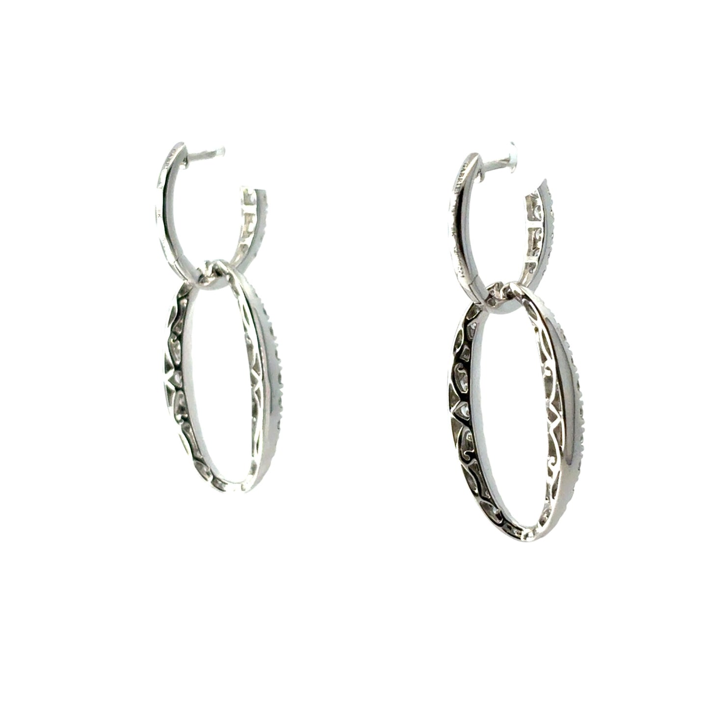 Gabriel and Co. 18k White Gold Natural Round Brilliant Diamond Link Huggie Earrings