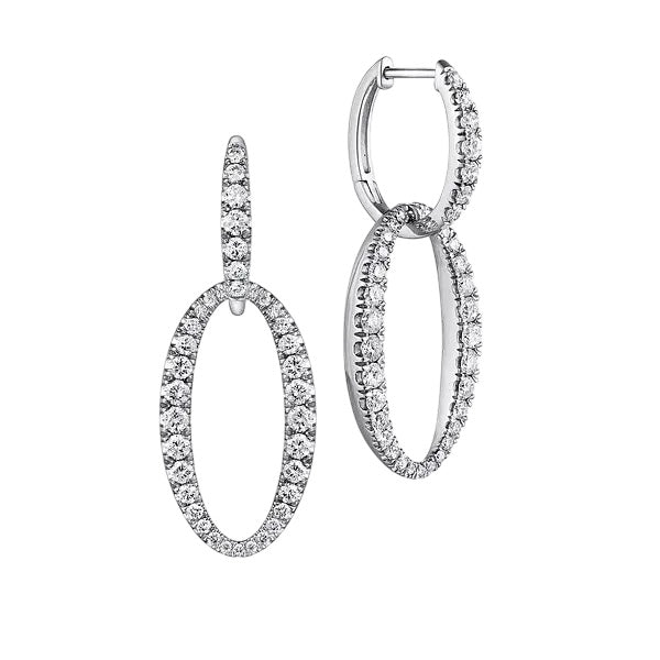Gabriel and Co. 18k White Gold Natural Round Brilliant Diamond Link Huggie Earrings