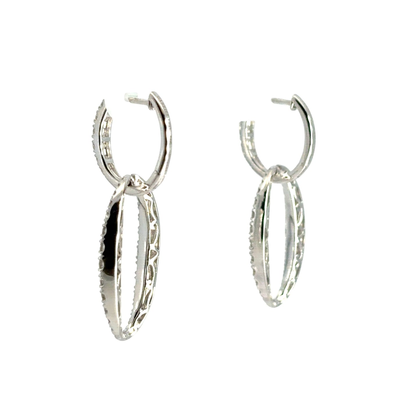 Gabriel and Co. 18k White Gold Natural Round Brilliant Diamond Link Huggie Earrings