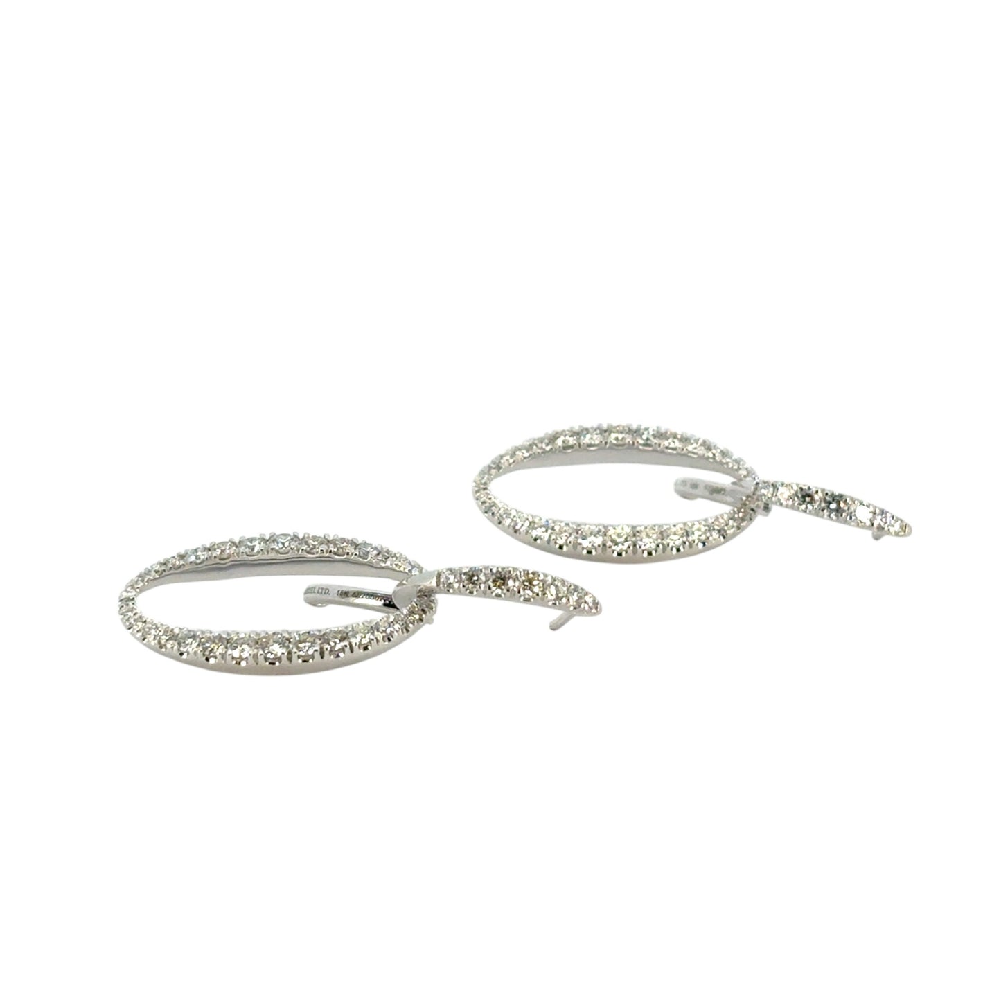 Gabriel and Co. 18k White Gold Natural Round Brilliant Diamond Link Huggie Earrings