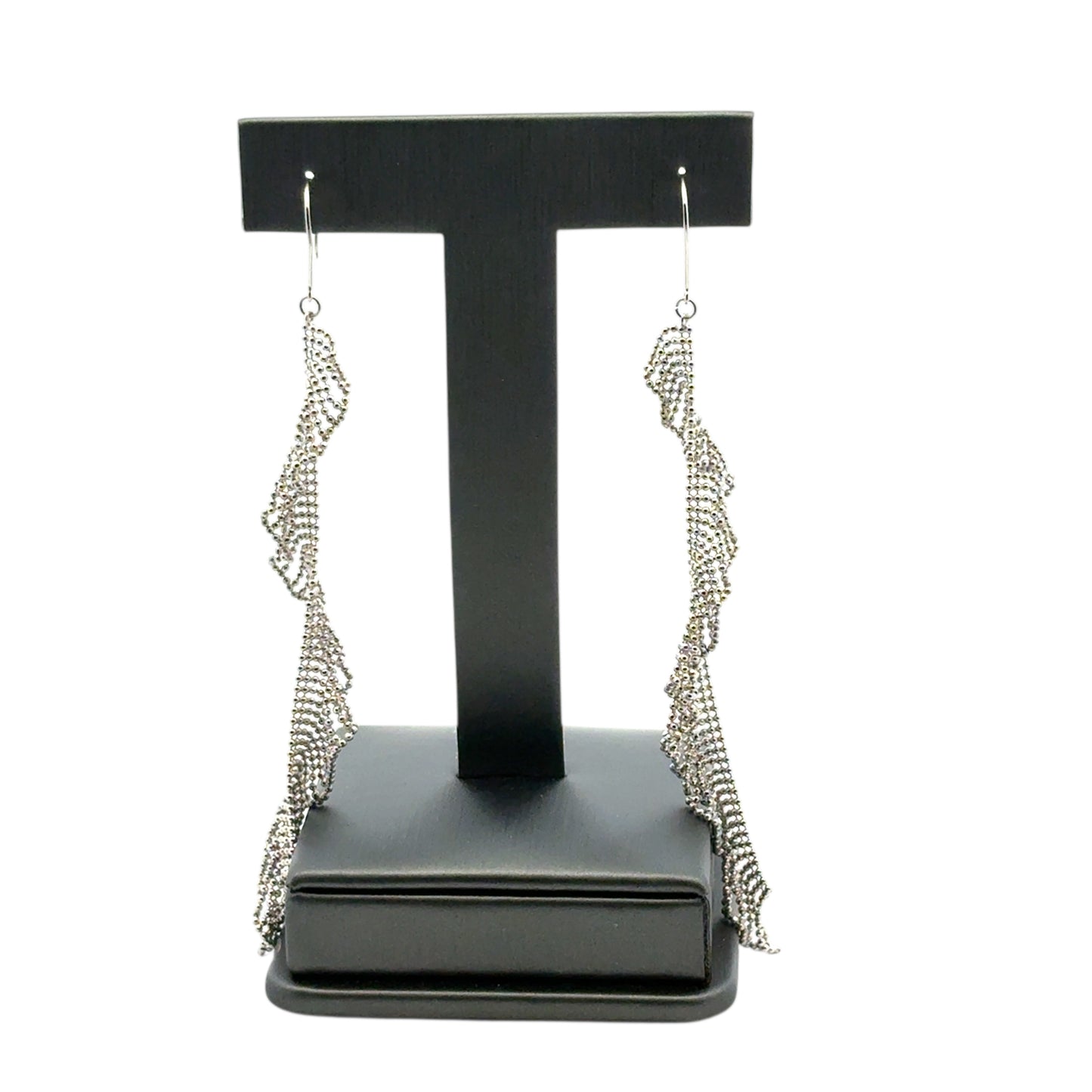 Platinum Long Dangle Chain Earrings