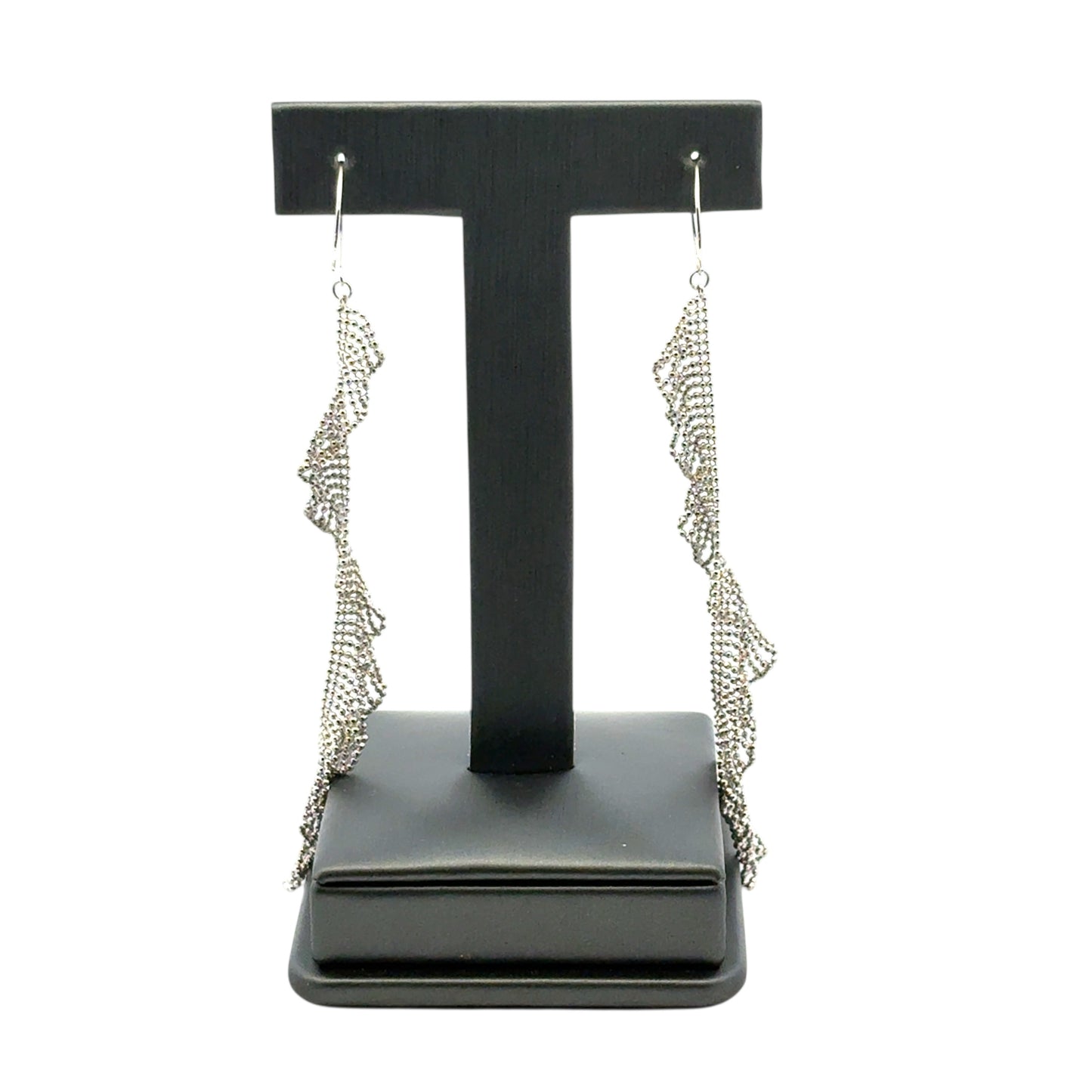 Platinum Long Dangle Chain Earrings