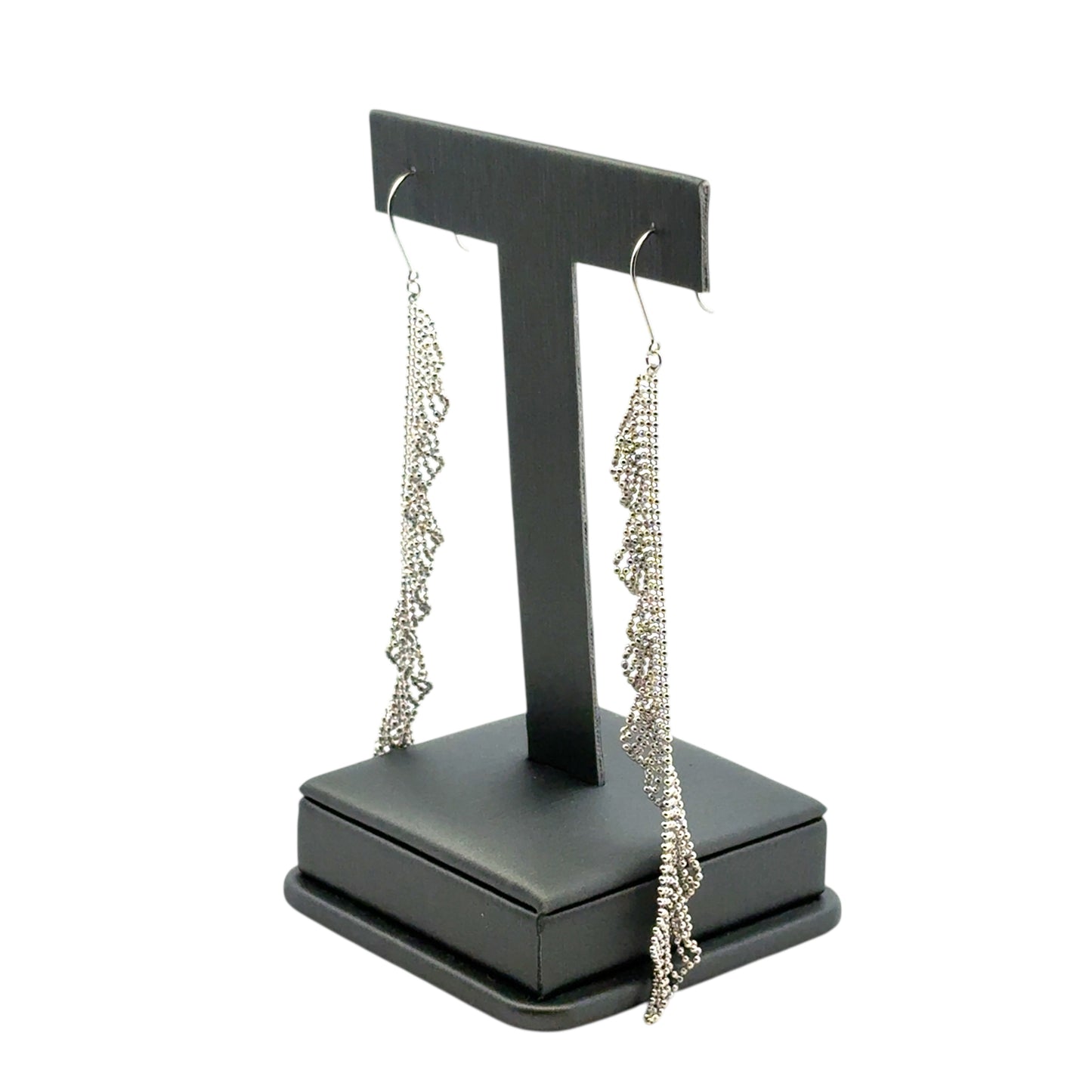 Platinum Long Dangle Chain Earrings