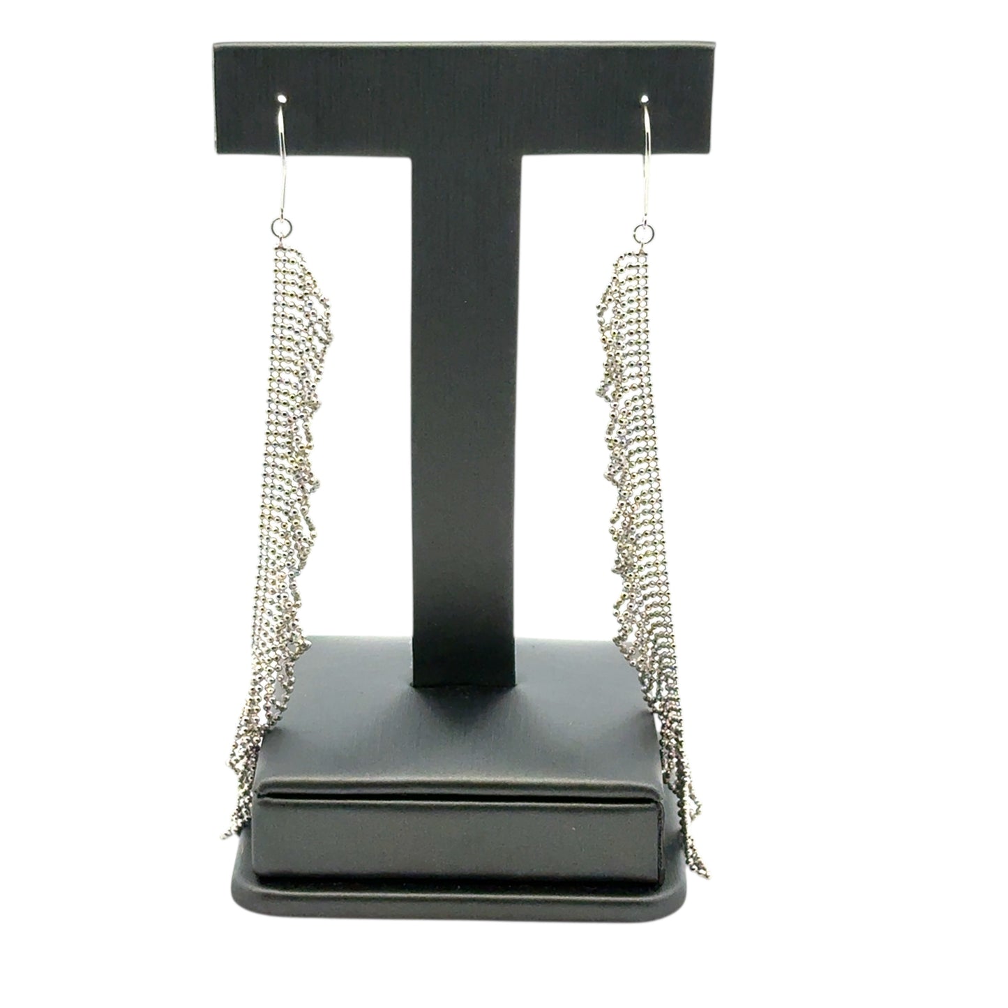 Platinum Long Dangle Chain Earrings