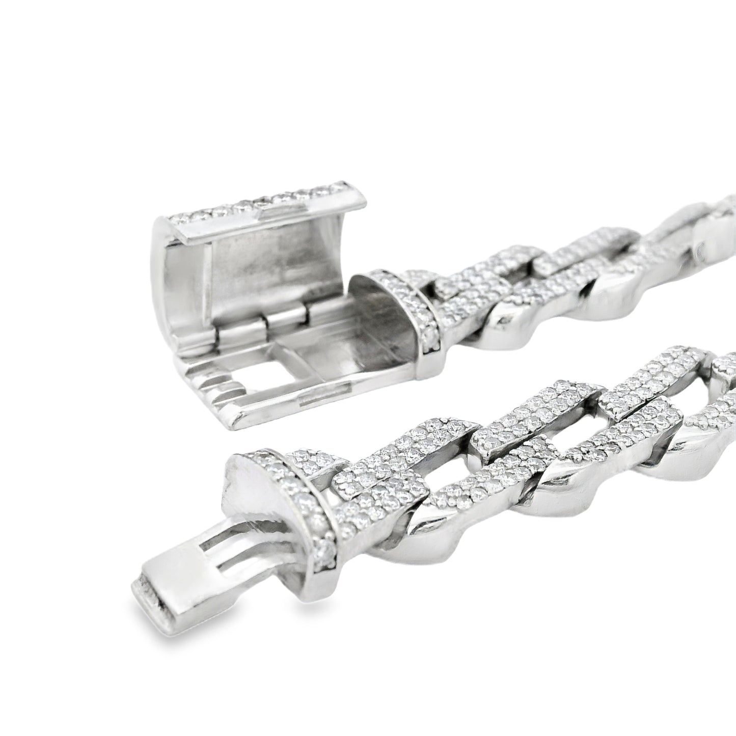 14k White Gold 11.25ctw Link Natural Diamonds Bracelet