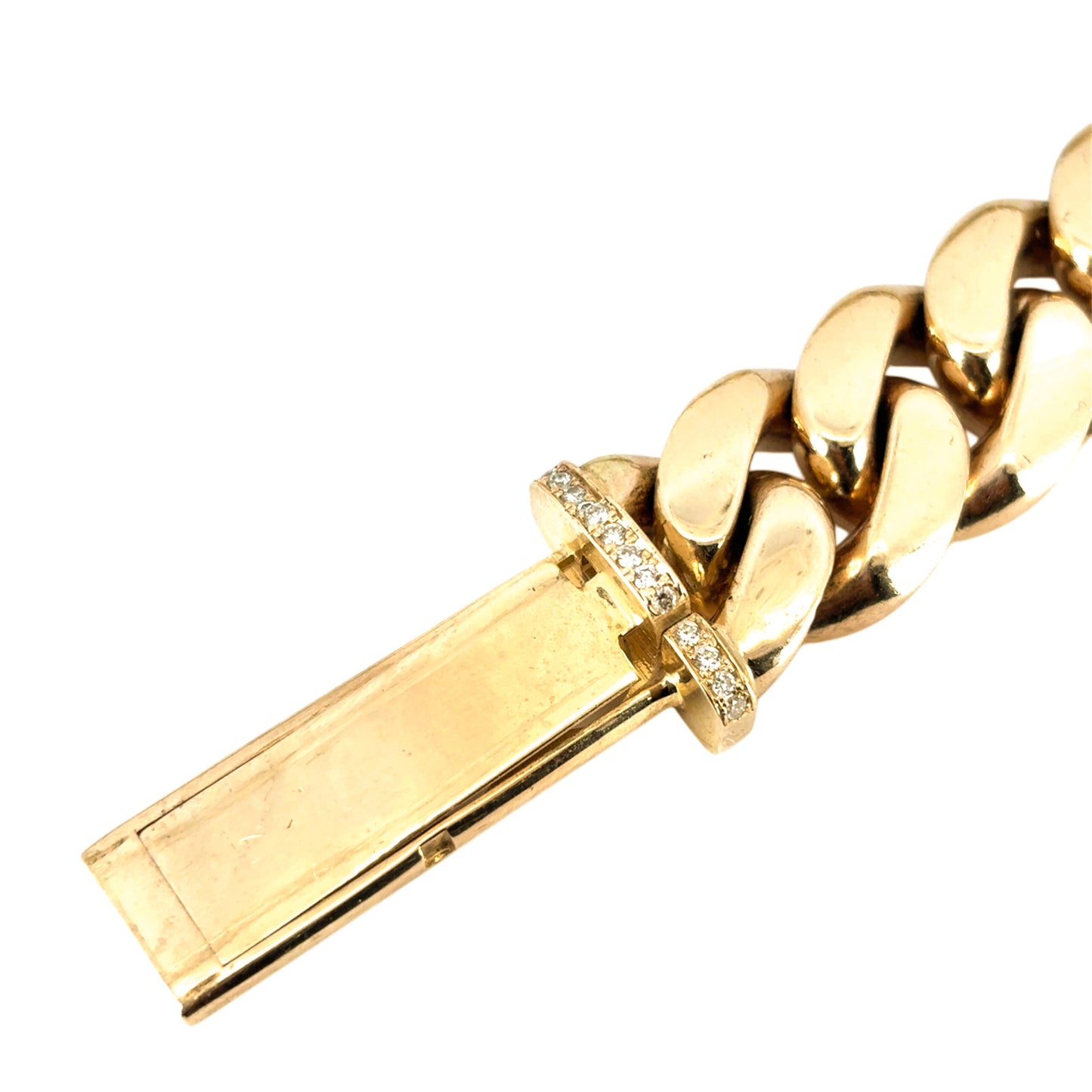 10k Yellow Gold Cuban Chain Link Necklace with 6.3 ctw Diamond Box Clasp
