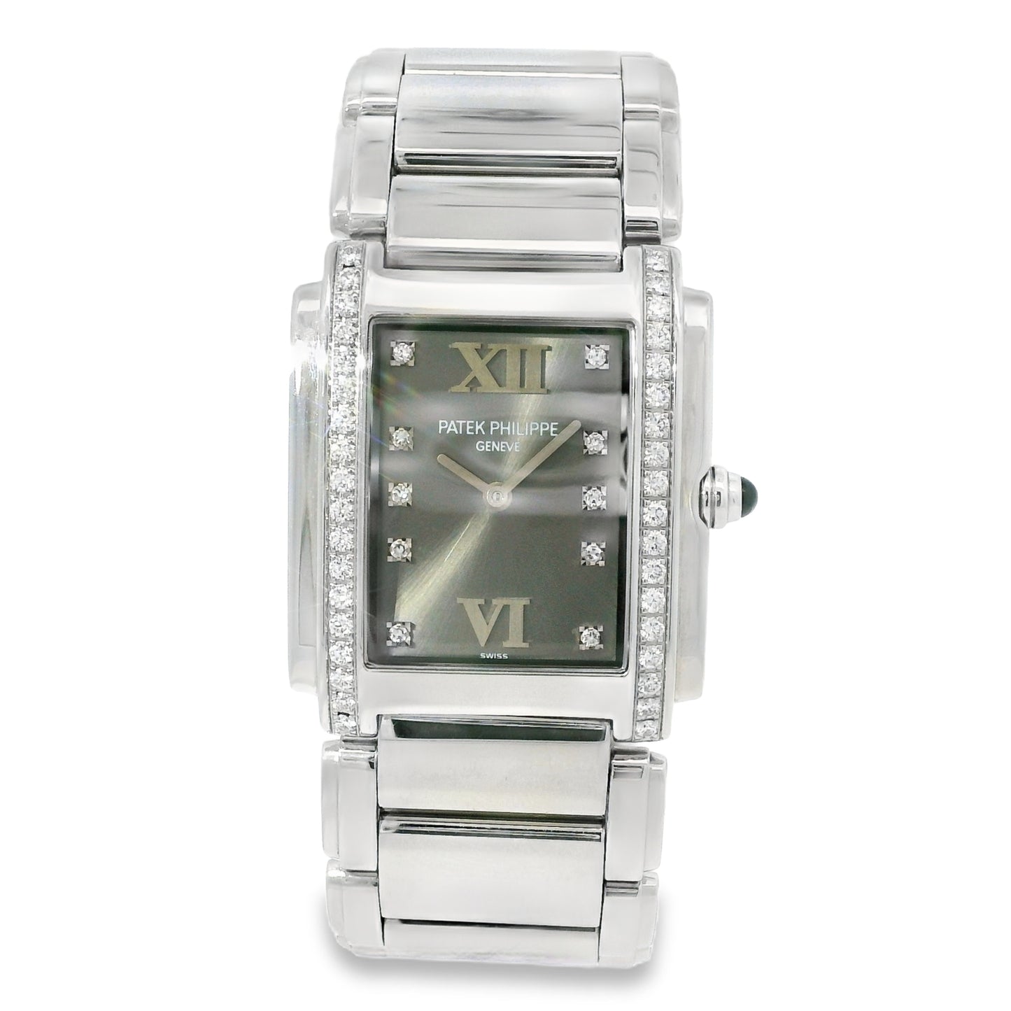 Patek Philippe 4910/10A Twenty-4 Stainless Steel Gray Dial Diamond Ladies Watch