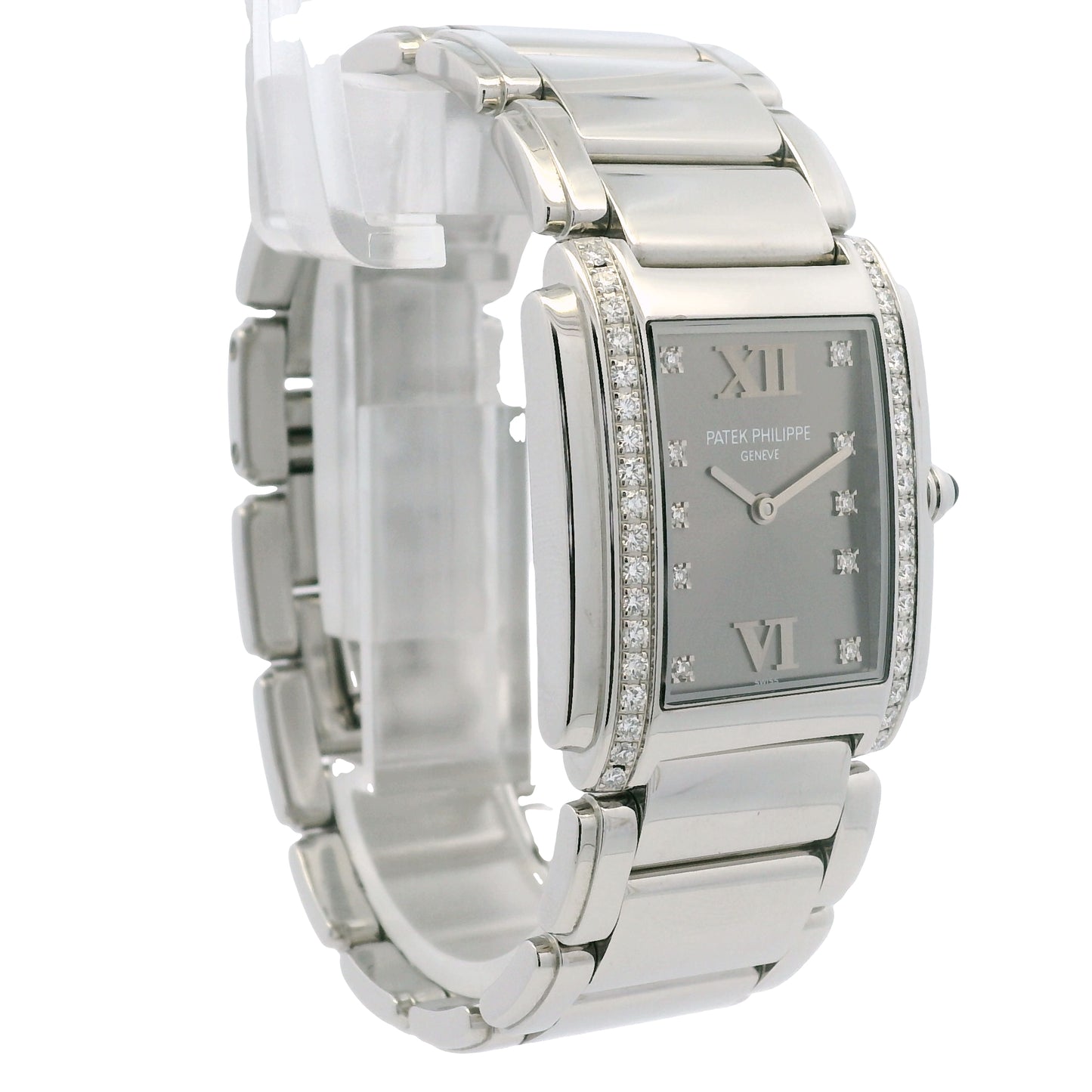 Patek Philippe 4910/10A Twenty-4 Stainless Steel Gray Dial Diamond Ladies Watch